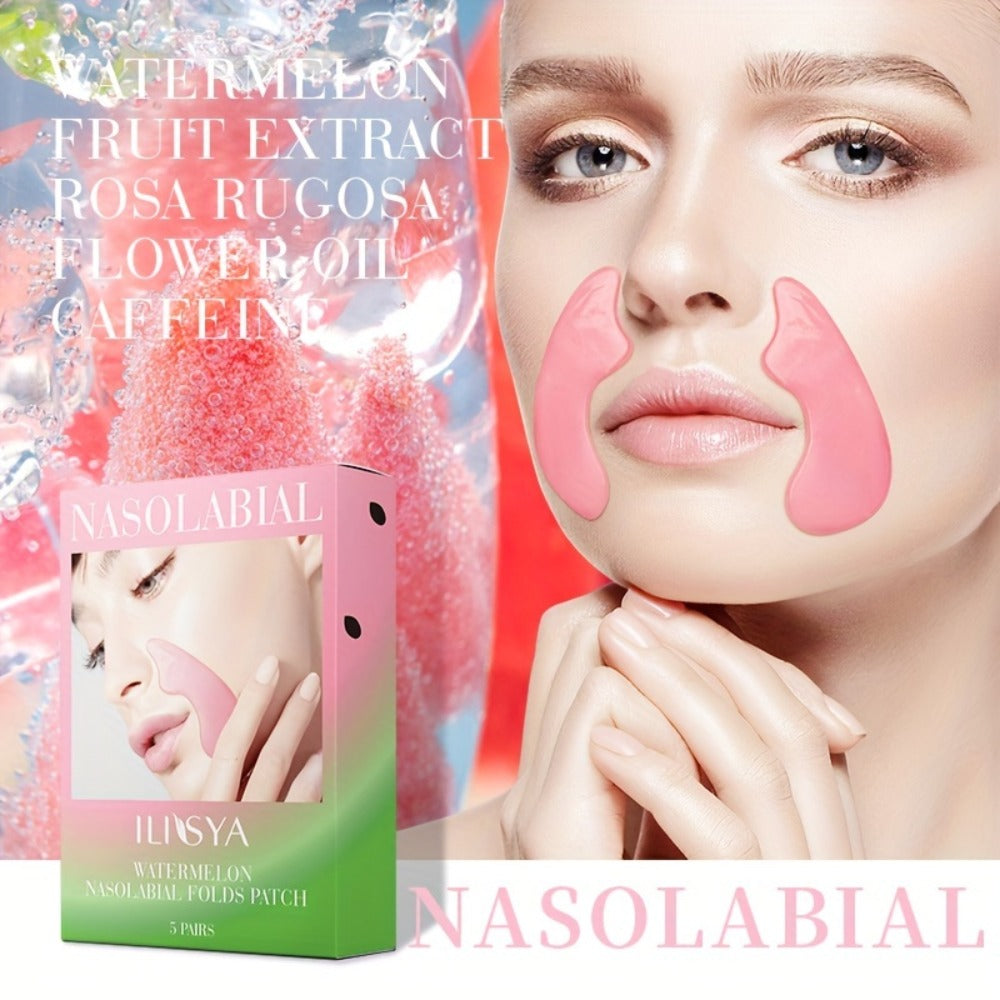 ILISYA Smile Lines Patches, Watermelon Collagen Face Mask, 15 Pairs in 3 Boxes, Contains Niacinamide Caffeine And Variety Plant Extracts, Deep Moisturizing And Hydrating