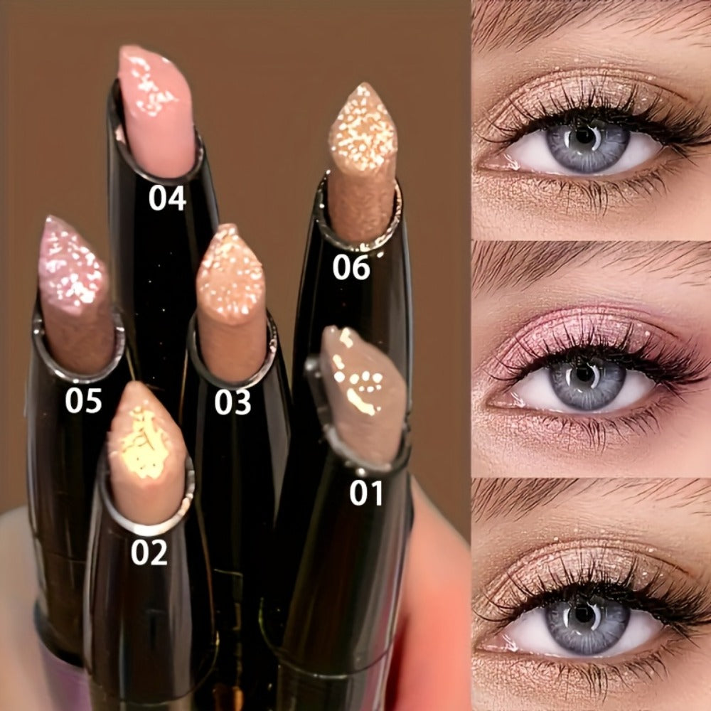 Eyeshadow Sticks Set of 6 - Pearl Shimmer Sparkling Eyeshadow Pens Waterproof Long-Lasting - Easy Blendable Eye Makeup Sticks for Beginners Gift for Women