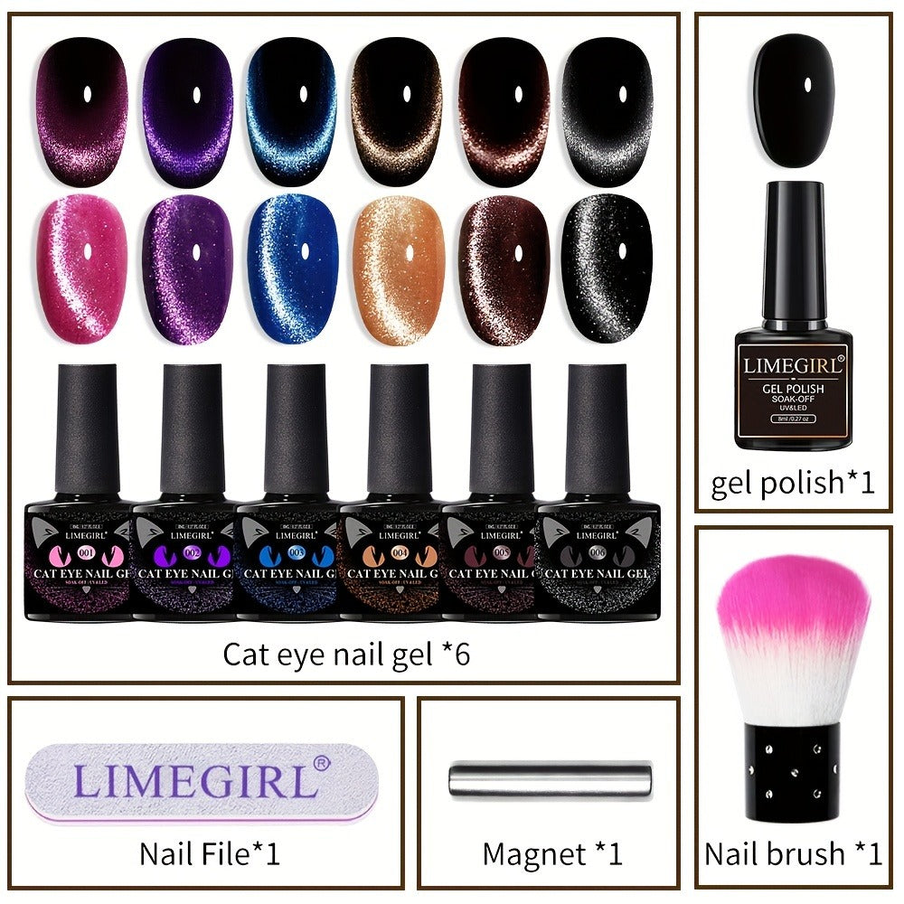 0.27oz Eye Cat Magnetic Gel Flash Gel Nail Polish Semi Permanent Gel Nail Art Decoration Magnetic Cat Eye Nail Gel Polishing Holographic Chameleon Nail Art Gel Varnish with Magnetic Sand Rubbing Category Applicable to Nail Salons AndHousehold