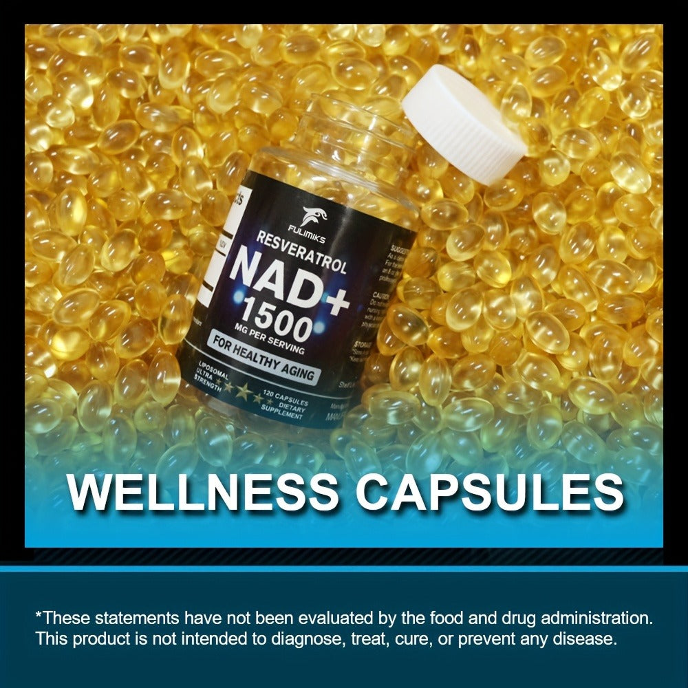 NAD+ Resveratrol Supplement, Supports Brain Health, Skin Support, for Man And Women - 120 Capsules