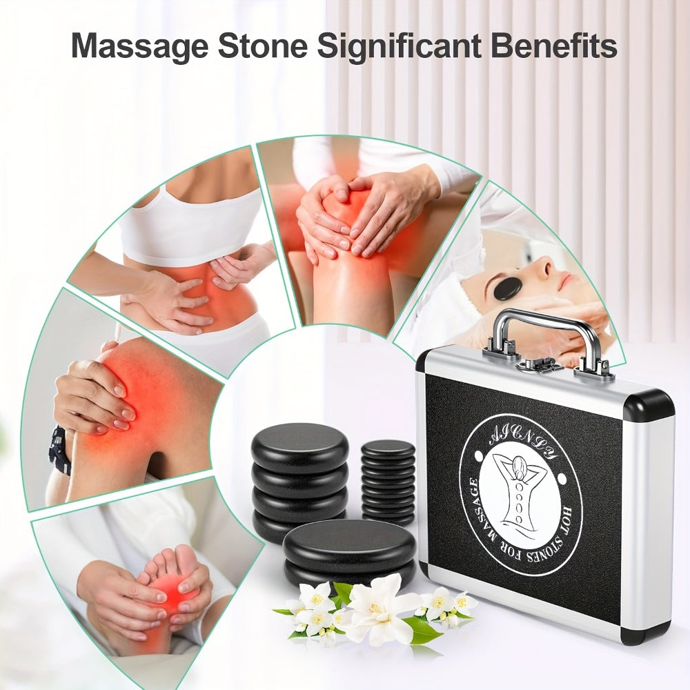 Hot Stones Massage Set With Temperature Adjustment-10pcs Hot Stones With Heater Kit, Professional Massage Tool For Spa