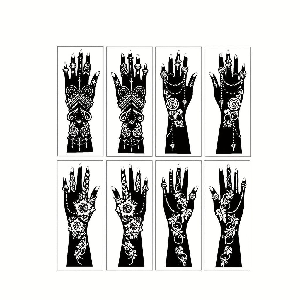 For. Ink 8pcs Hollow Temporary Tattoo Stencil Set - Transform Style With Larger Sexy Floral Designs Stickers For Arms Hands & Forearms, Flash Spray Paint Kit, - Use For Valentine'S Day, New Year And Wedding, No Ink Included