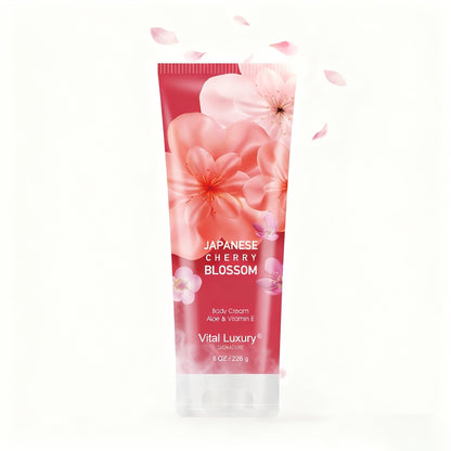 Body Lotion Cherry Blossom Scent | Vitamin E & Glycerin Moisturizing Cream | Non-Sticky 12-Hour Hydration Day & Night Skin Care | Nourishing Body Cream for All Skin Types 8oz
