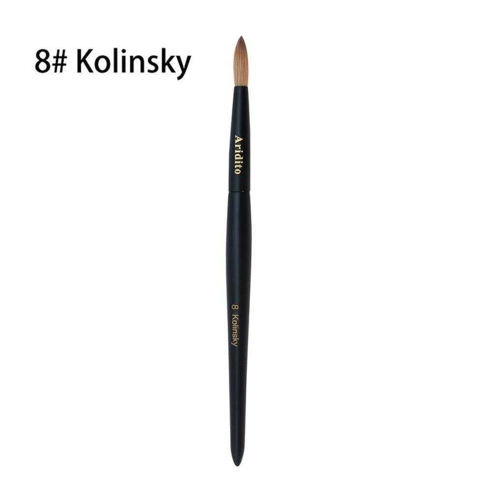 Aridito Kolinsky Round Head Acrylic Nail Art Brush Black Wooden Handle For Professional Manicure Home Salon(#8, #10, #12, #14)