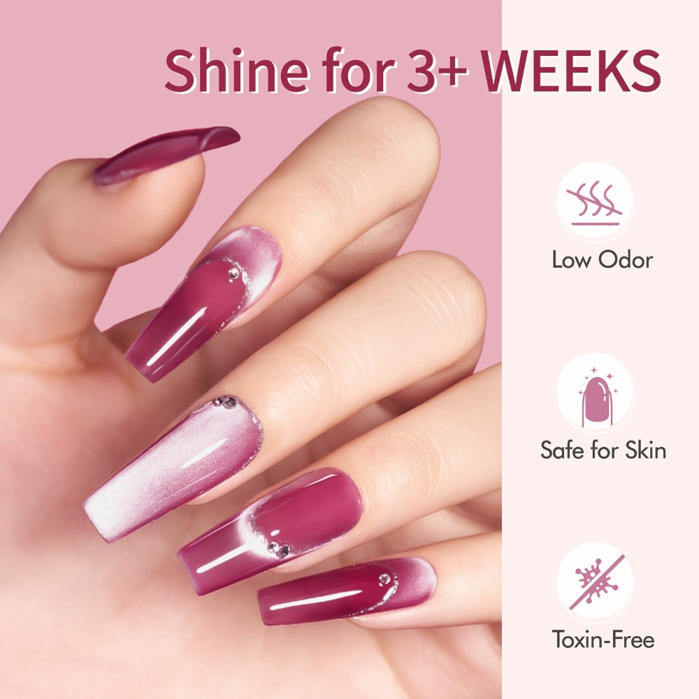 Cat Eye Gel Nail Polish Set 9 Colors with Magnet - Glass Bead Sparkling Effect, Magnetic Multi-Color Shifting UV Gel, Alcohol-Free for Salon & DIY Nail Art, Gift for Women