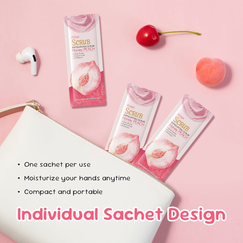 X50pcs Peach Scrub for Feet Body Skin, Gentle Cleansing Moisturizing Smooth And Nourish Skin, Portable for Traveling Holiday Gift for Mother Father Best Friend Christmas Day