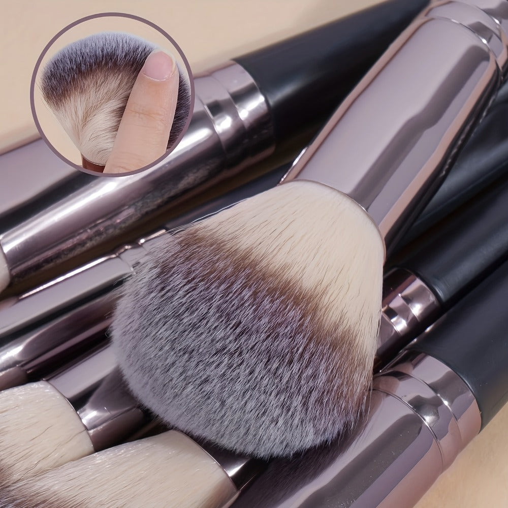 Professional Makeup Brush Set 30PCS Hypoallergenic Nylon Bristles - Alloy Handle Blush Foundation Eyeshadow Contour Brow Lip Brushes with Storage Pouch - Travel-Friendly for Beginners & Pros
