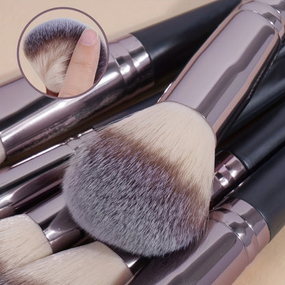 Professional Makeup Brush Set 30PCS Hypoallergenic Nylon Bristles - Alloy Handle Blush Foundation Eyeshadow Contour Brow Lip Brushes with Storage Pouch - Travel-Friendly for Beginners & Pros