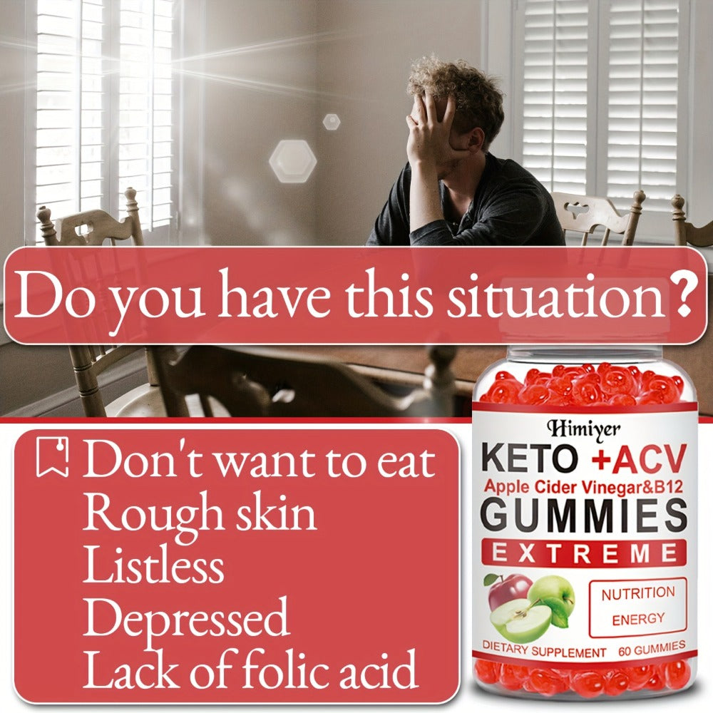 [Keto + ACV Gummies] (1/3pcs) - [KETO + ACV GUMMIES] Apple Cider Vinegar Contains B12 And B6 - A Nutrient-rich Vitamin Supplement, Suitable for Men And Women. Maintain Concentration, Gentle Intestines, Shiny Skin, Antioxidant. [ Worth Buying Back