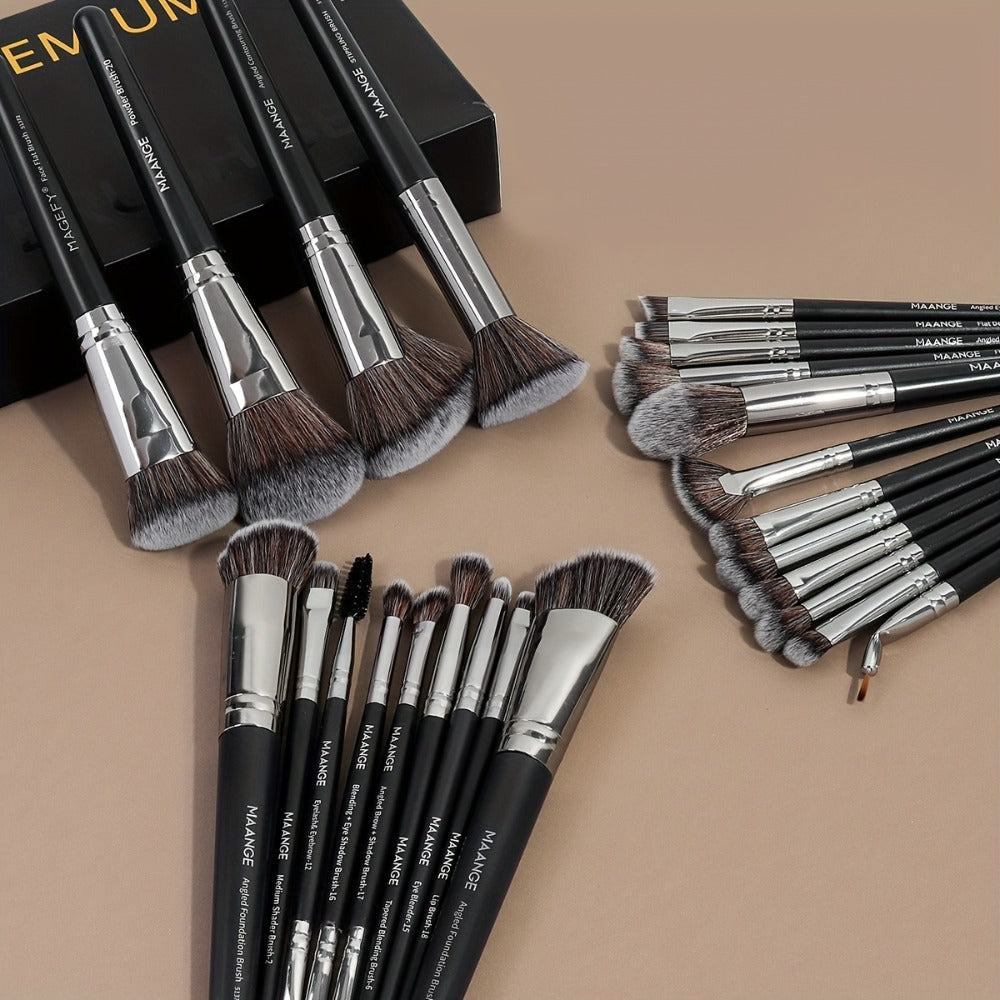 MAANGE 25pcs Professional Makeup Brush Set Paper Box Packaging Foundation Brush Blush Brush Eyeshadow Brush Basic Beginner Makeup Tools Soft And Fluffy Women's Facial Makeup Suitable for Daily Travel Campus Portable