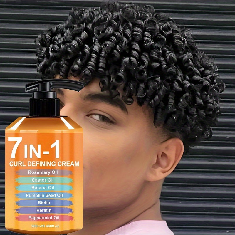 Upgraded Curl Styling Cream, Containing Seven Hair Care Ingredients Such As Argan Oil And Rosemary Oil - Natural Fluffy, Long-lasting Styling, Moisturizing, Suitable for Waves And Curly Hair, Curling Products And Hair Care Products to Protect Hair
