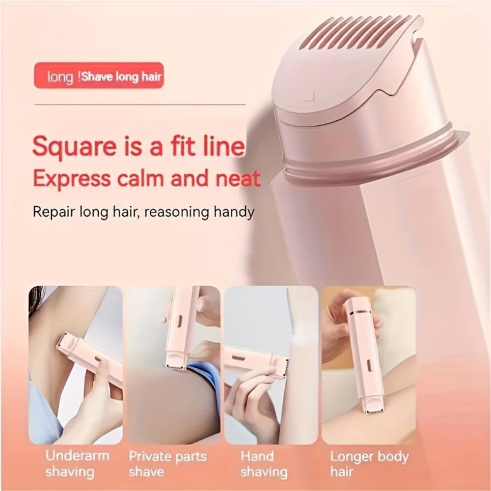 2-In-1 Electric Hair Removal Device for Home Use, Rechargeable Lithium Dual-Head Electric Hair Trimmer for Women | 1pc | Rechargeable Lithium Battery | USB Charging, Multipurpose Bikini Razor And Face Shaver | Body, Arms, Thighs, Electric Shaver