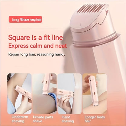 Electric Hair Trimmer 2-in-1 Rechargeable for Women - Dual Head Bikini Razor Face Shaver Body Arms Thighs USB Charging Stainless Steel Blade Cordless Hair Remover