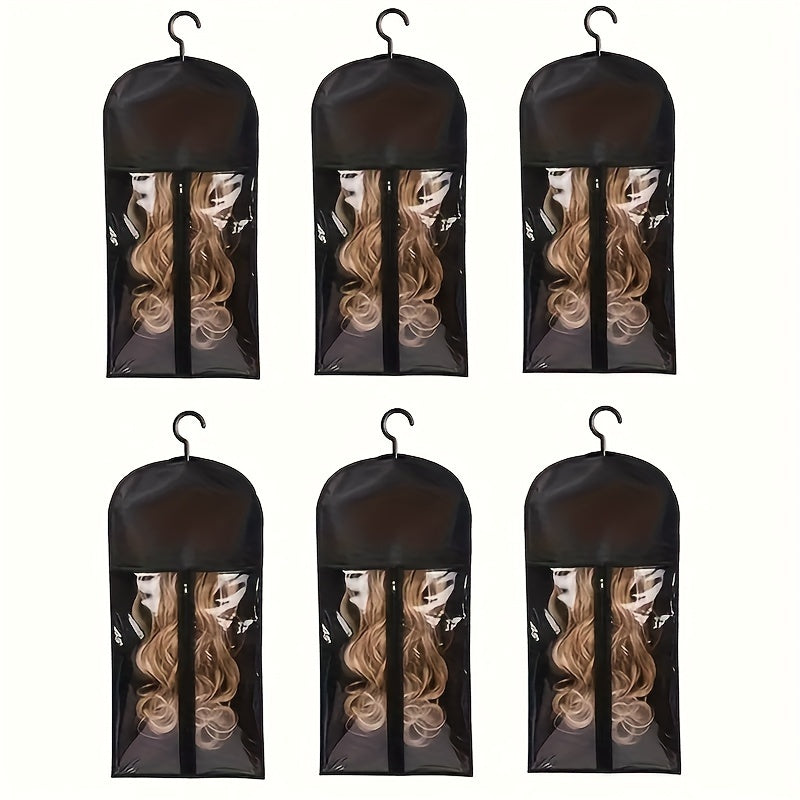 [Durable Wig Storage Bags] 6pcs Durable Wig Storage Bags with Hangers - Hair Extension Organizer for Multiple Wigs & Accessories
