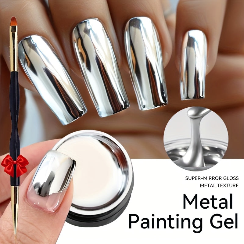 LILYCUTE 0.24oz Metal Effect Line Flower Drawing Gel with Brush Soak Off Painting Gel Polish LED Manicures for Nail Art DIY
