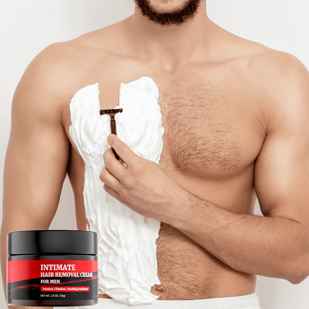 5-Minute Fast-Acting Men's Intimate Hair Removal Cream - Painless Depilatory for Sensitive Areas, Chest, Back, Arms & Legs - Gentle & On Body Coarse Hair - HardBird Professional Hair Remover - 1.8oz (50 g)