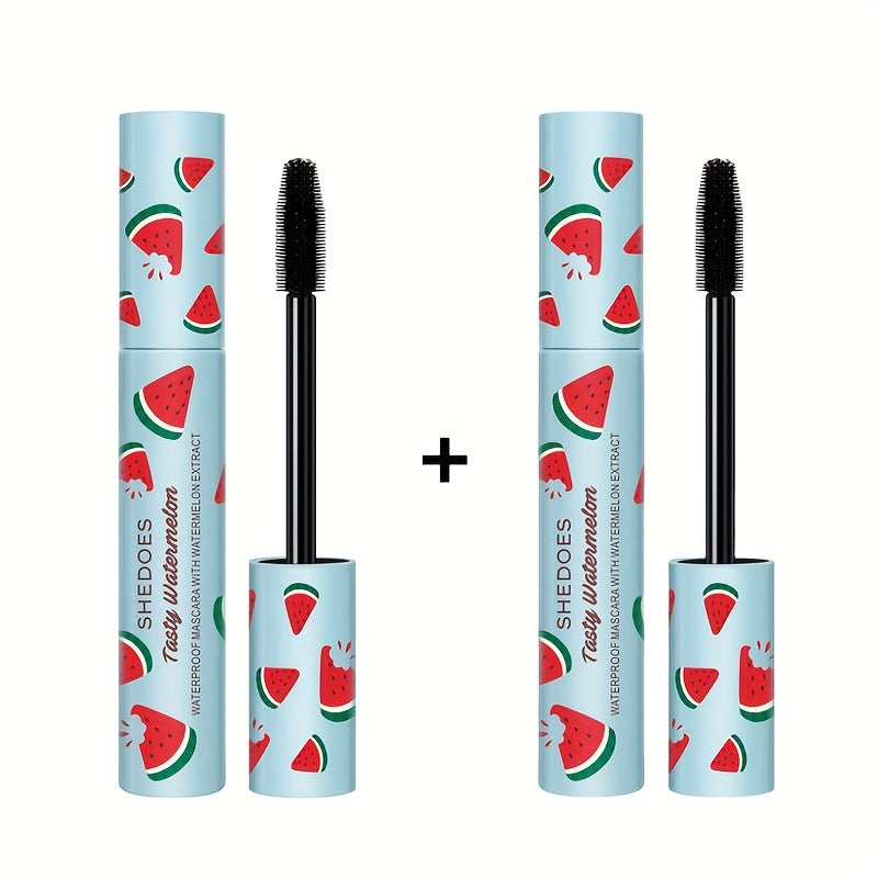 Buy One Get One Free 2pcs Watermelon Mascara Waterproof Lengthened Thickened Curled Natural Extension Long-lasting Hold Suitable for Beginners