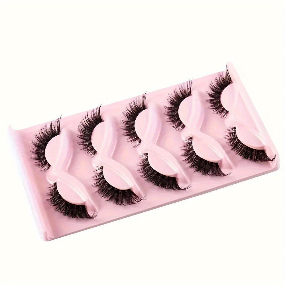3 Boxes (15 Pairs) of Cat-Eye False Eyelashes, Featuring Natural Long Manga Lashes with Winged Tips for an Elongated Eye Appearance