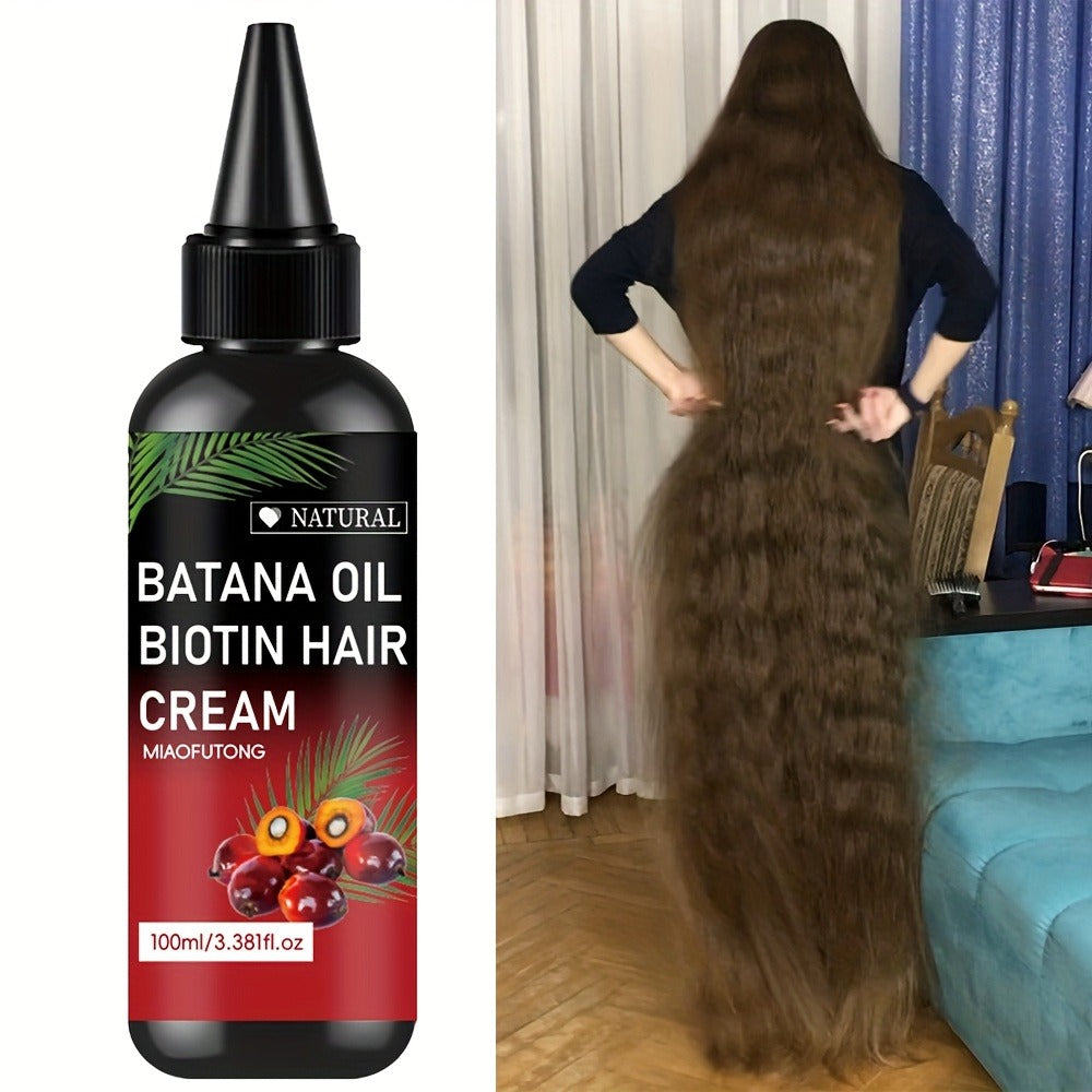 Batana Hair Oil with Rosemary & Biotin 100ml | Scalp & Hair Care Strengthening Oil | Prevents Breakage Split Ends | All Hair Types 3.38oz