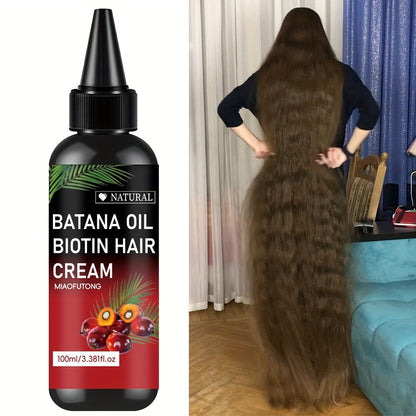 Batana Hair Oil with Rosemary & Biotin 100ml | Scalp & Hair Care Strengthening Oil | Prevents Breakage Split Ends | All Hair Types 3.38oz