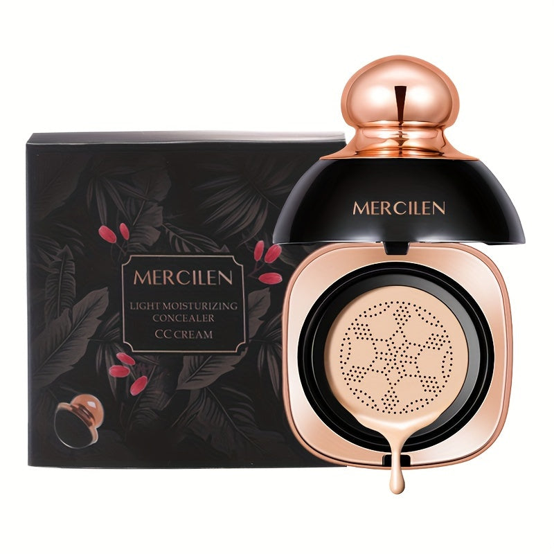 MERCILEN Light Moisturizing Concealer CC Cream with Air Cushion Applicator - Natural Finish, Medium Coverage, Hydrating Formula, Long-Lasting Wear, Buildable for Light to Dark Light Beige Tones, Sensitive Light Beige-Friendly, Everyday & Special Events Ma