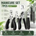 7pcs Men's Special Heavy-duty Nail Care Tools for Adults. Suitable for Thick Toenails. Black Classic Handle. Ergonomic Stainless Steel Nail Clipper. Professional Foot Care Tool Set. Includes Nail File, Cuticle Clipper And Beauty Tools. Good Quality.