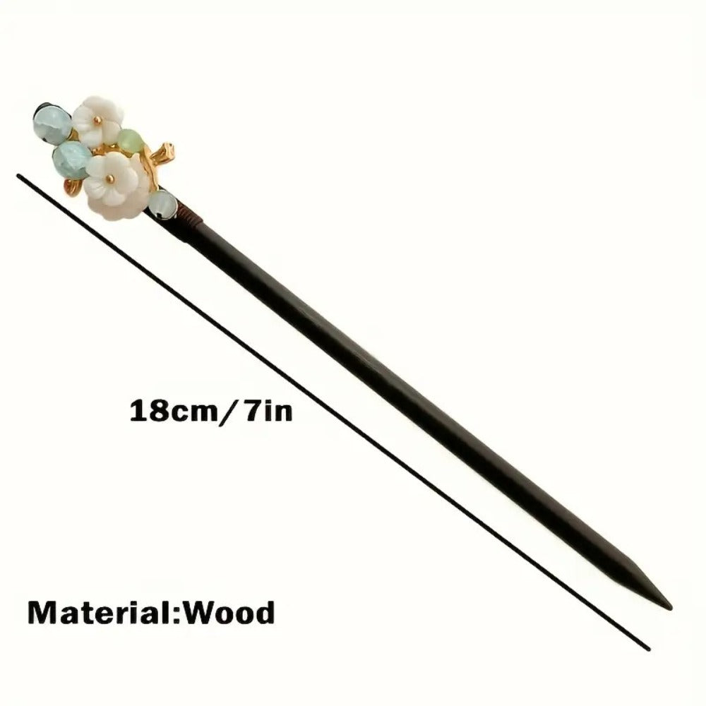 5pcs Flower Wooden Hairpins, New Style Retro Minimalist Hair Accessories, Back of Updo Hair Ornaments, Gifting