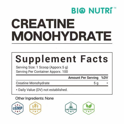 Creatine Monohydrate Powder — Pure Micronized Creatine, 5000mg Per Serving, 500g, Unflavored, Fast Dissolving Pre & Post Workout Supplement for Muscle Strength & Recovery