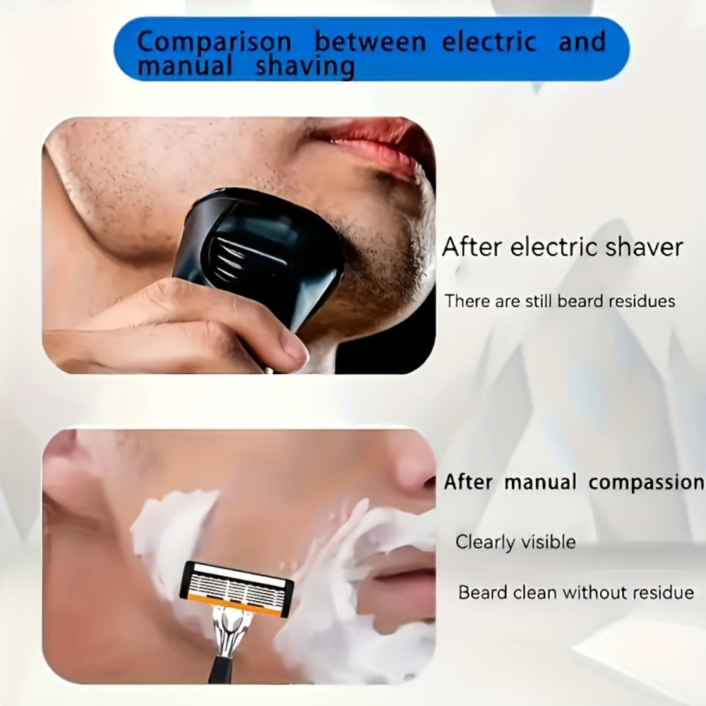 Men's Razor 6-Layer Blade Refill Kit with Handle - Smooth Precise Shaving Cartridge Razor for Men Multiple Refill Options 6 12 24 30 36 Blades High-End Shave