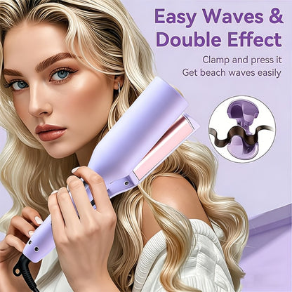 Curling Iron 32mm Professional — Wave & Deep Curl Barrel, Anti-Scald Safe Temp Control, Long-Lasting Salon Curls for Hair Enthusiasts & Stylists, Gift for Her — Purple
