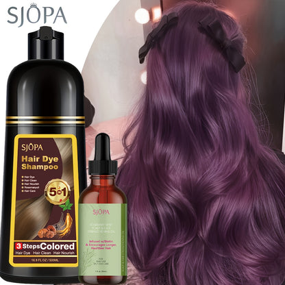 Hair Dye Kit – 3-in-1 Hair Dyeing Shampoo with Rosemary Oil & Squalane, Natural Plant-Based Formula, Gentle on Skin, Fast Color, Multi-Shade Home Hair Color Set