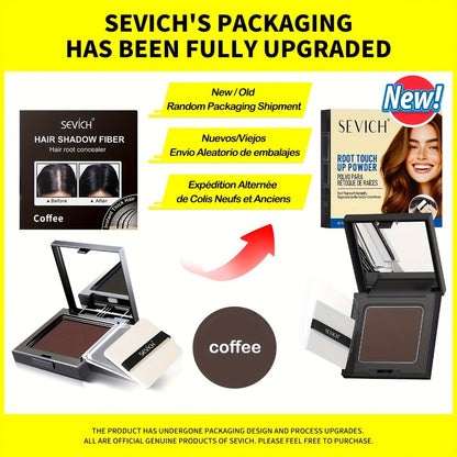 Hairline Powder Root Touch Up — SEVICH 12g Gray Coverage Hair Shadow, Bald Spot Concealer, 24H Stain-Proof with Plant Squalane, for Women & Men, Coffee