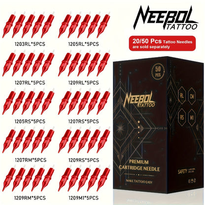 Tattoo Cartridge Needles Mixed Size - Assorted Round Liner, Shader & Curved Mag, #10 #12 Bugpin Standard, 3RL 5RL 7RL 9RL 11RL 5RS 7RS 9RS 7RM 9RM 9M1, 20/50pcs Tattoo Needle Set for Machine & Gun