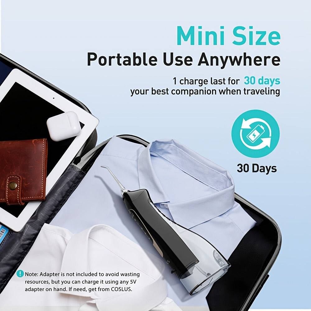 Cordless Water Flosser Portable Oral Irrigator, Rechargeable Electric Teeth Cleaner with Travel-Ready Design, Deep Gum & Teeth Cleaning, Compact 300ml Tank, Available in Black, White & Pink