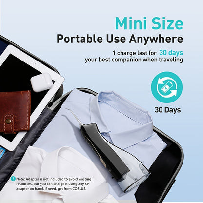 Cordless Water Flosser Portable Oral Irrigator, Rechargeable Electric Teeth Cleaner with Travel-Ready Design, Deep Gum & Teeth Cleaning, Compact 300ml Tank, Available in Black, White & Pink