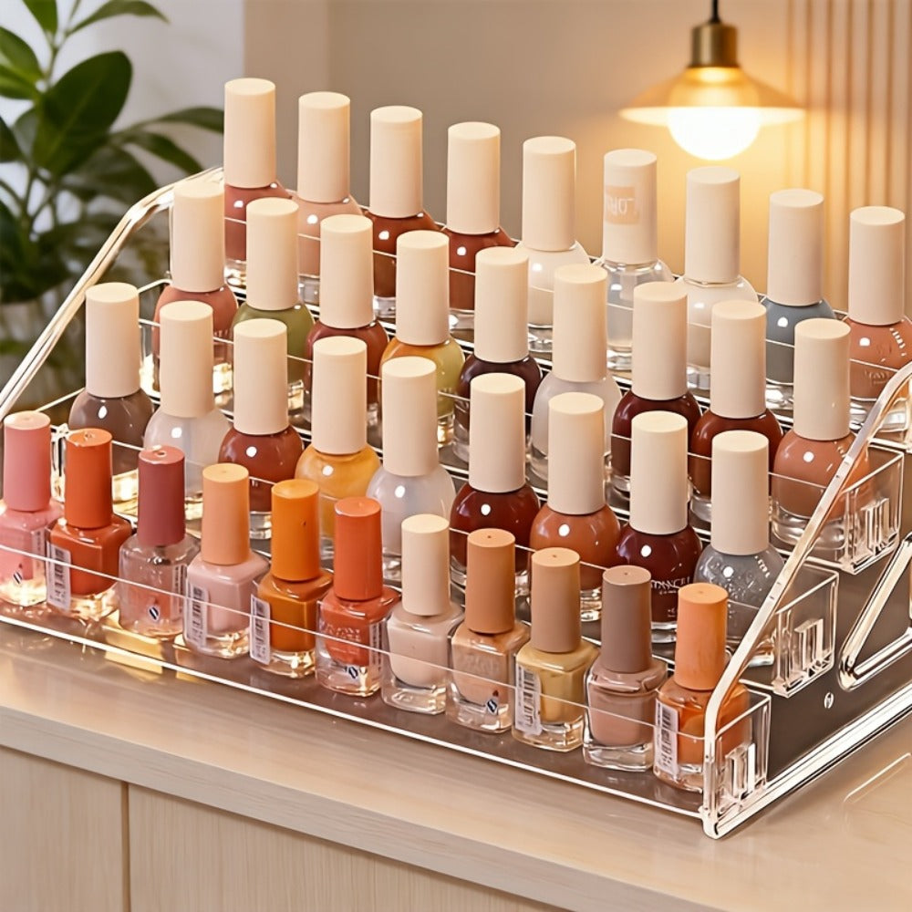 [Christmas Present] 4-Tier Acrylic for Nail Polish Rack Holder, Transparent Desktop Organizer for Nail Studio Sets, Cosmetic Storage Display Christmas Present