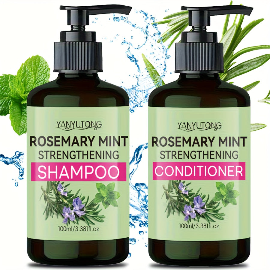 1/2pcs Rosemary Mint Shampoo And Conditioner - Neutral Hair, Contains Rosemary Extract, Moisturizes Hair, Unisex