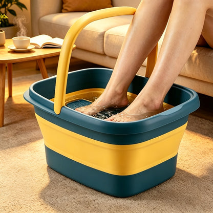 Collapsible Foot Bath Basin Foot Soak Tub 3.96 Gal Plastic Foot Bucket with Handles Massage Acupoints for Pedicure Home Spa Foot Soaking Relief Green Pink Yellow Upgraded Version