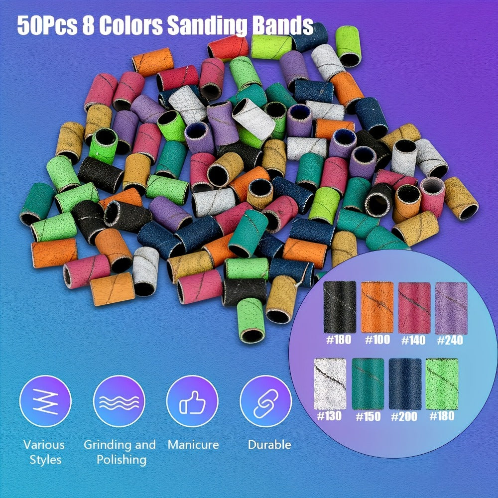 A Set Of Nail Tools And Grinding Heads Advanced Grinding Head Set - for Nail Enhancement, Grinding, Gel And Polishing Drills, with Multi-color Abrasive Belt, Tungsten Steel Ceramic Drill Bit And Storage Box