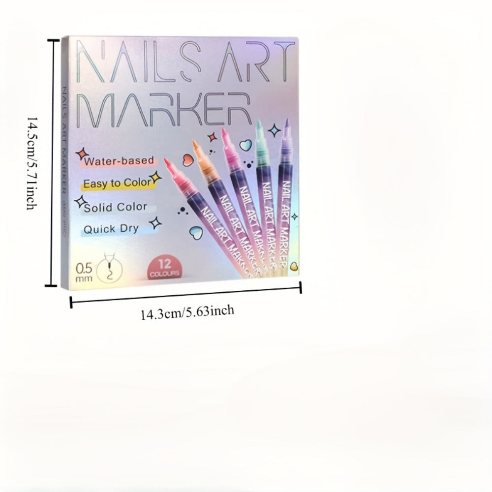 1set Nail Doodle Pen 12-color Nail Art Pens, Nail Art DIY Dot Stitching Pen, 3D Doodle Nail Art Pen, Nail Art Pen Set, Quick Drying, Suitable for Home And Salon DIY, Valentine's Day Nail Supplies Gift Graduation Gifts, Back to School.