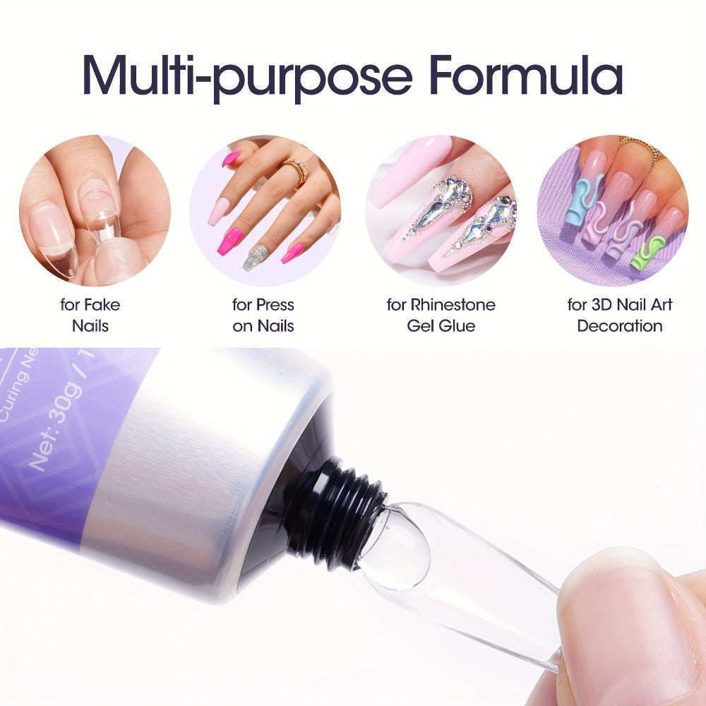 Gellen 30g Solid Nail Glue Gel & Nail Glue Remover Kit: U V Light For Nails Complete Nails Tools For Press Ons Strong Nail Glue Gel Nail Lamp For Gel Nails And Quick Press On Nail Remover, Christmas Gift For Women