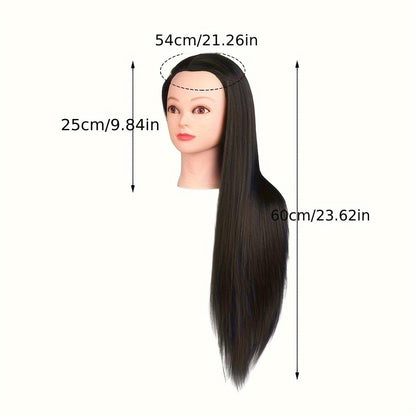Mannequin Head for Hair Styling Braiding Practice Adult Cosmetology Manikin Head Real Hair Makeup Display Salon Training Tool Brown Blonde Beginner Professional