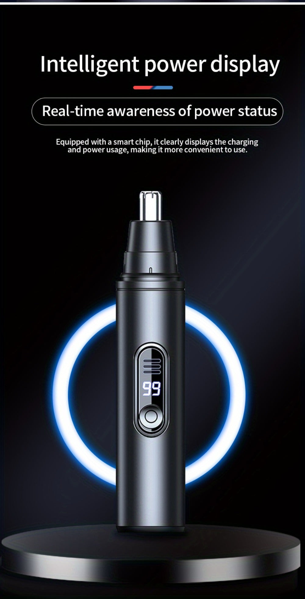 Electric Nose Hair Trimmer, Painless Facial Hair Removal Device for Men And Women - with LED Display Screen, USB Charging, Suitable for Trimming Nose Hair, Ear Hair, Eyebrows, Etc