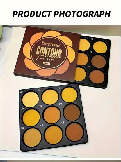 Contour and Concealer Palette 9 Colors Matte Waterproof Oil Control 3D Natural Makeup Effect Eyeshadow Foundation for All Skin Types