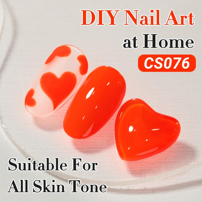 Gel Nail Polish Neon Orange Jelly Translucent Milky Sheer Finish 0.54oz 16ml UV LED Soak Off Long-Lasting Home DIY Nail Art Color CS076