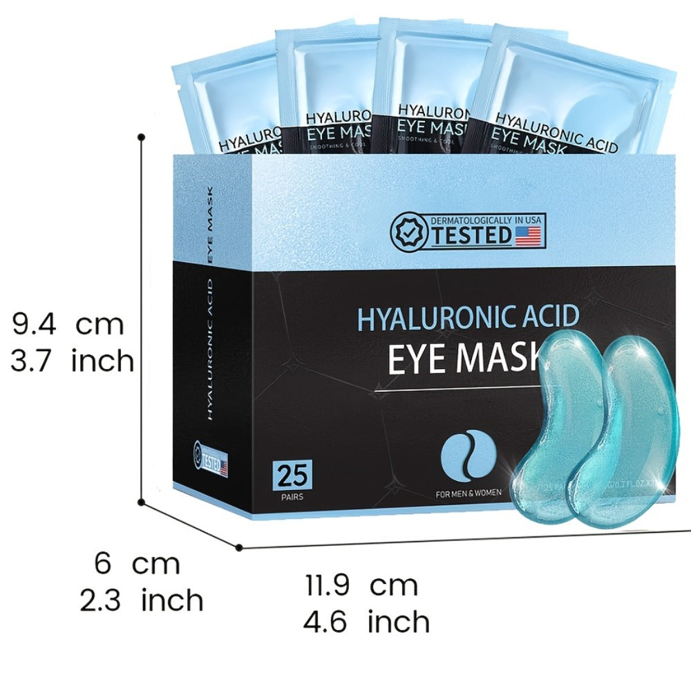 Hyaluronic Acid Eye Mask 25pcs - Under Eye Patches with Collagen & Glycerin for Dark Circles, Puffiness & Deep Hydration, Korean Skincare for All Skin Types