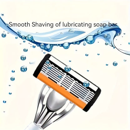Stainless Steel Razor for Men 6-Layer Blade 72 Replaceable Blades 2 Anti-Slip Handles Ultra-Sharp Smooth Shaving Grooming Kit Travel Business Trip Must-Have Men's Shaver Gift