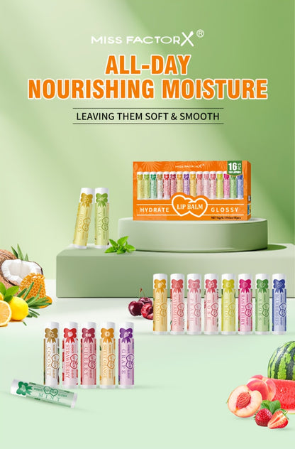 Lip Balm Set 16 Pack – Assorted Flavored Moisturizing Lip Balms for Long-Lasting Hydration & Shine | Bulk Lip Care Kit for Dry Lips, All Skin Types | Perfect Gift Set for Women, Girls & Teens