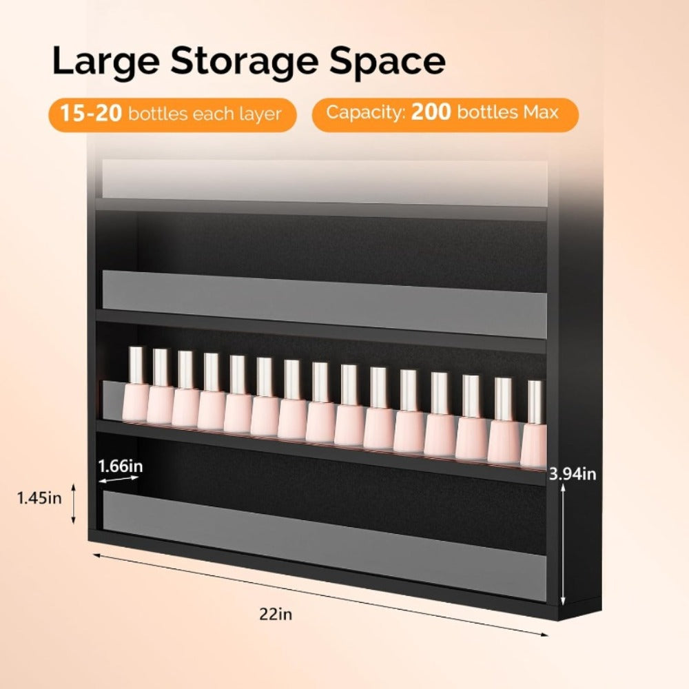 6 Layers/ 10 Layers Nail Polish Rack, Wall Mount Nail Polish Organizer W/ Acrylic Baffle, Salon Display Rack for Home Spa And Nail Studio, Pink/ White/ Black