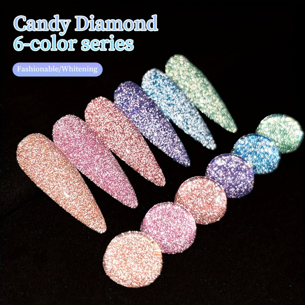 Glamorous Spring Nails Seasonal Manicure Crushed Starlight 6pcs Set 0.51oz Nail Gel Oil Soak LED Nail Polish Salon Women's Nail Tools Four Seasons Fashion